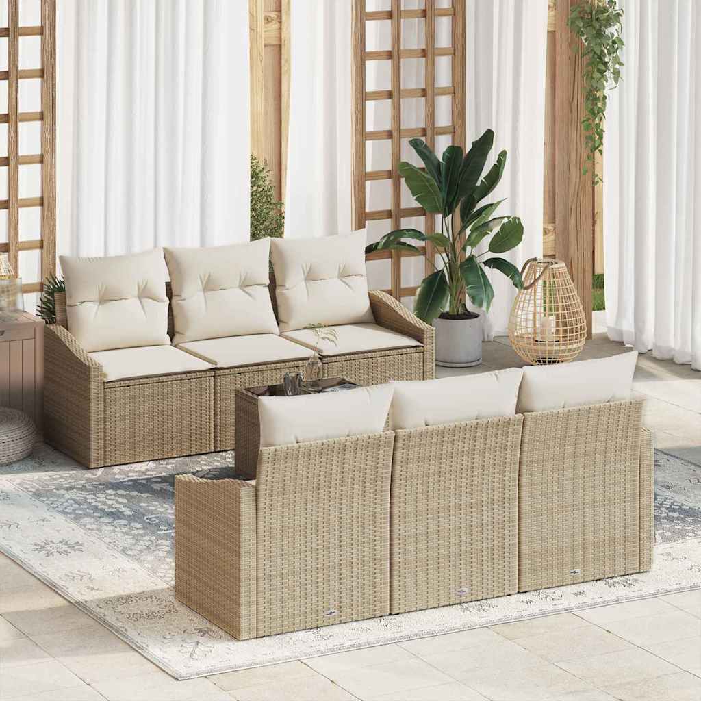 Garten-Sofa-Set 7 pcs Beige und Creme 55 x 55 x 37 cm